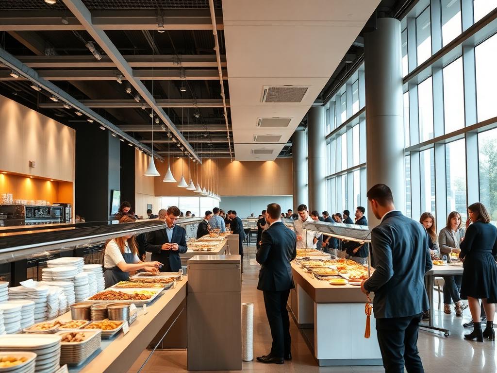 Buffet en cafetería corporativa