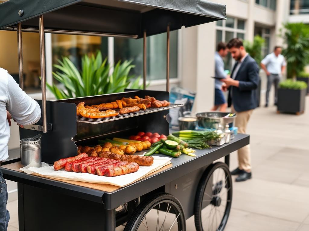 Carrito asador en evento corporativo